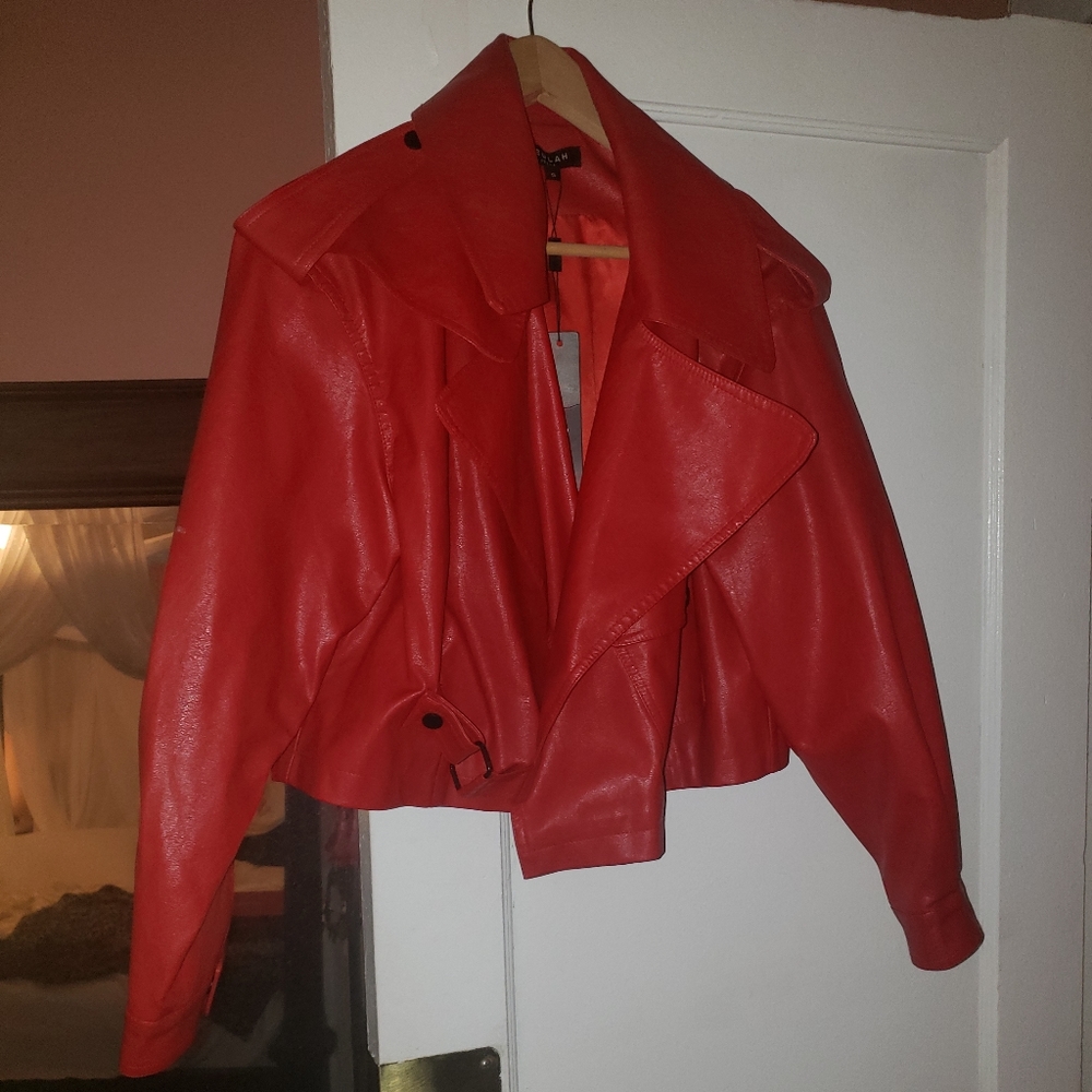 Stylish Red Faux leather Jacket